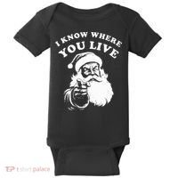 Santa Christmas I Know Where You Live Baby Bodysuit thumb 0