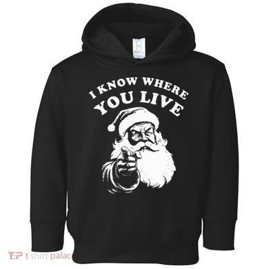Santa Christmas I Know Where You Live Toddler Hoodie