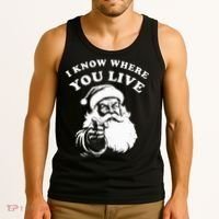 Santa Christmas I Know Where You Live Tank Top thumb 3