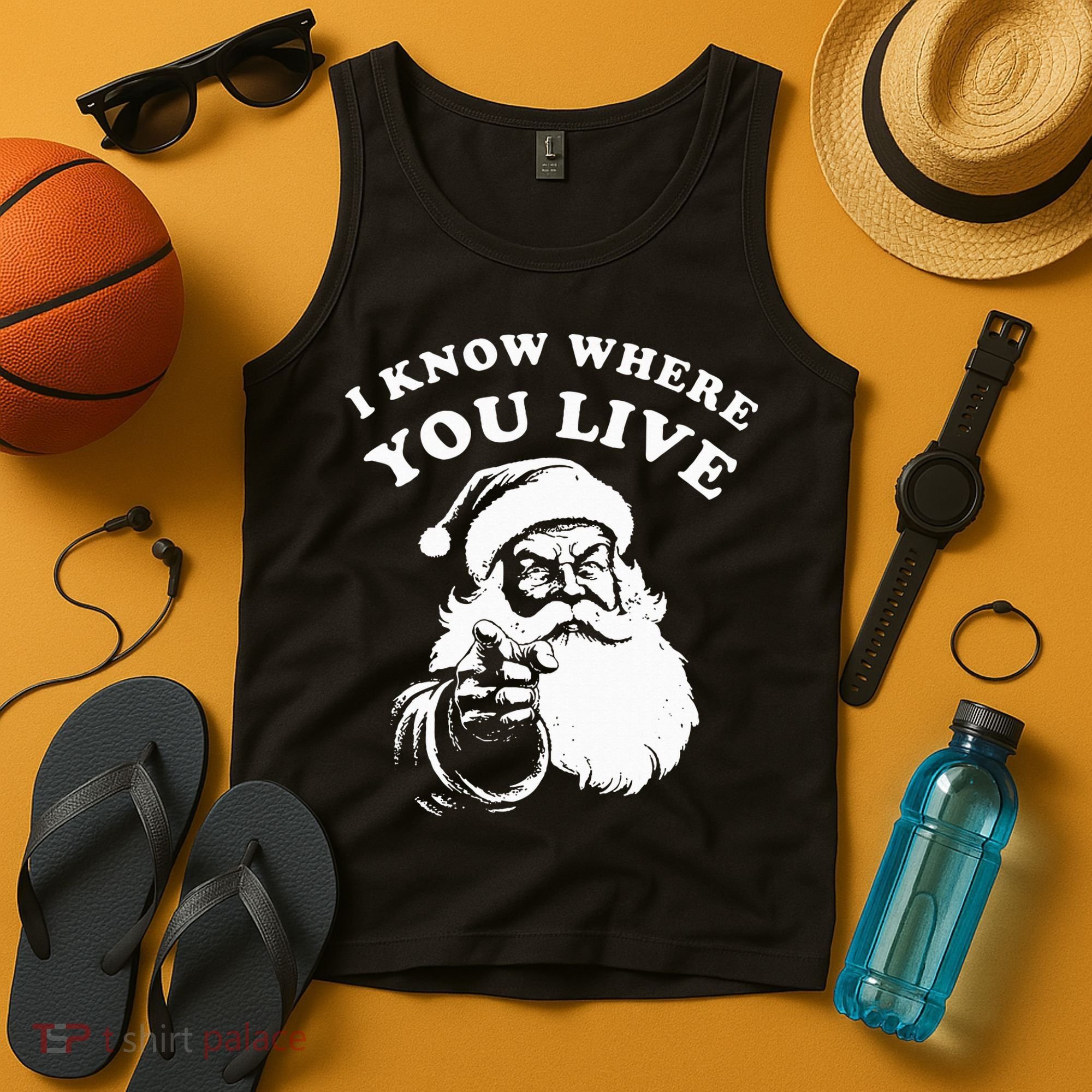 Santa Christmas I Know Where You Live Tank Top