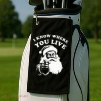 Santa Christmas I Know Where You Live Golf Towel thumb 2