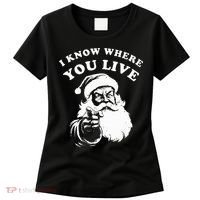 Santa Christmas I Know Where You Live Women's T-Shirt thumb 0