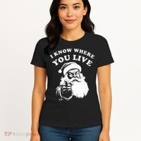 Santa Christmas I Know Where You Live Women's T-Shirt thumb 4