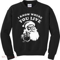 Santa Christmas I Know Where You Live Kids Sweatshirt thumb 0