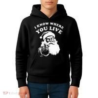 Santa Christmas I Know Where You Live Kids Hoodie thumb 4