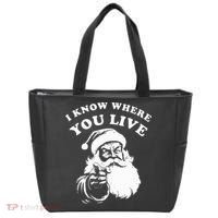 Santa Christmas I Know Where You Live Tote Bag thumb 0