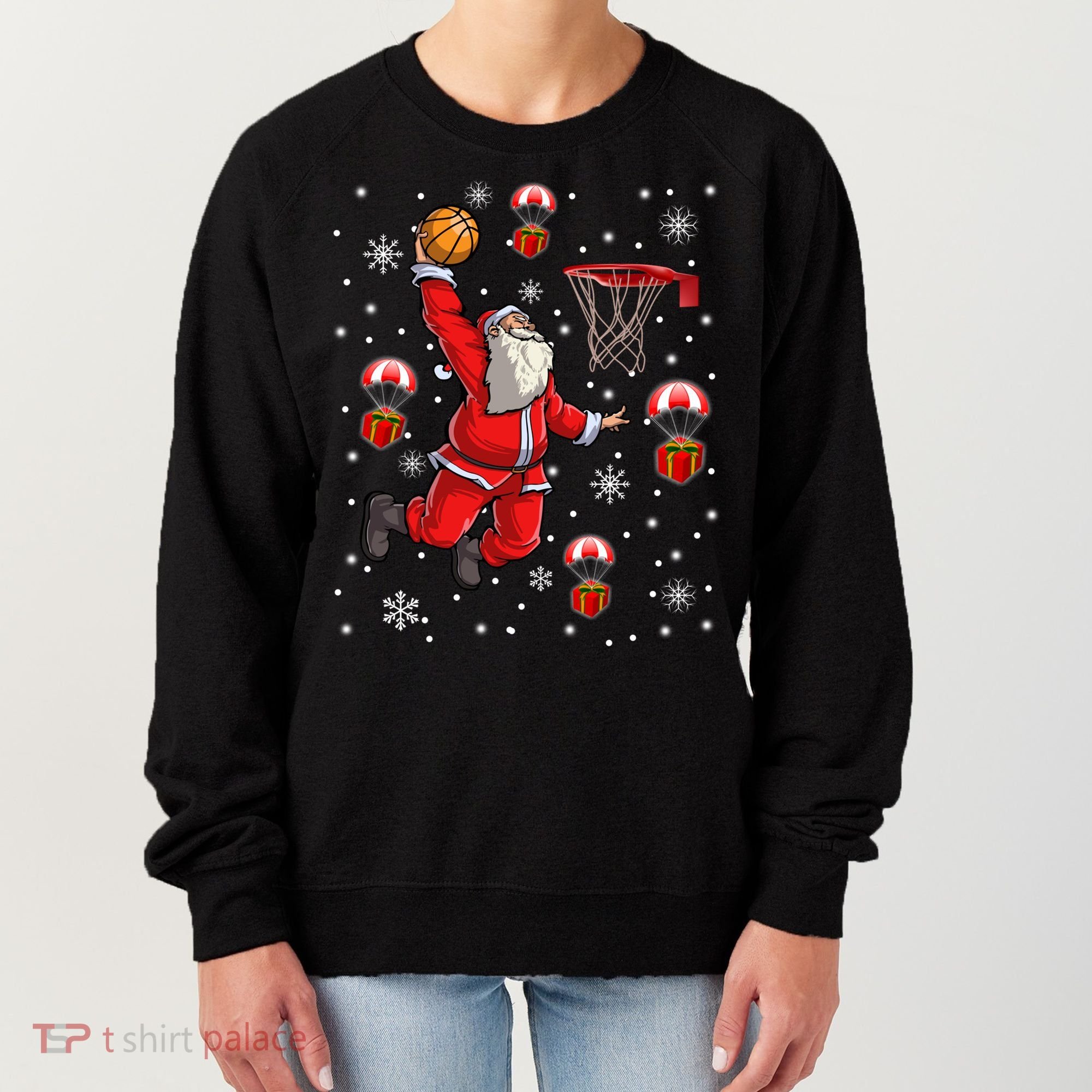 Santa Claus Is Playing Basketball Christmas Gift Women's Sweatshirt