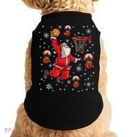 Santa Claus Is Playing Basketball Christmas Gift Doggie Tank thumb 0