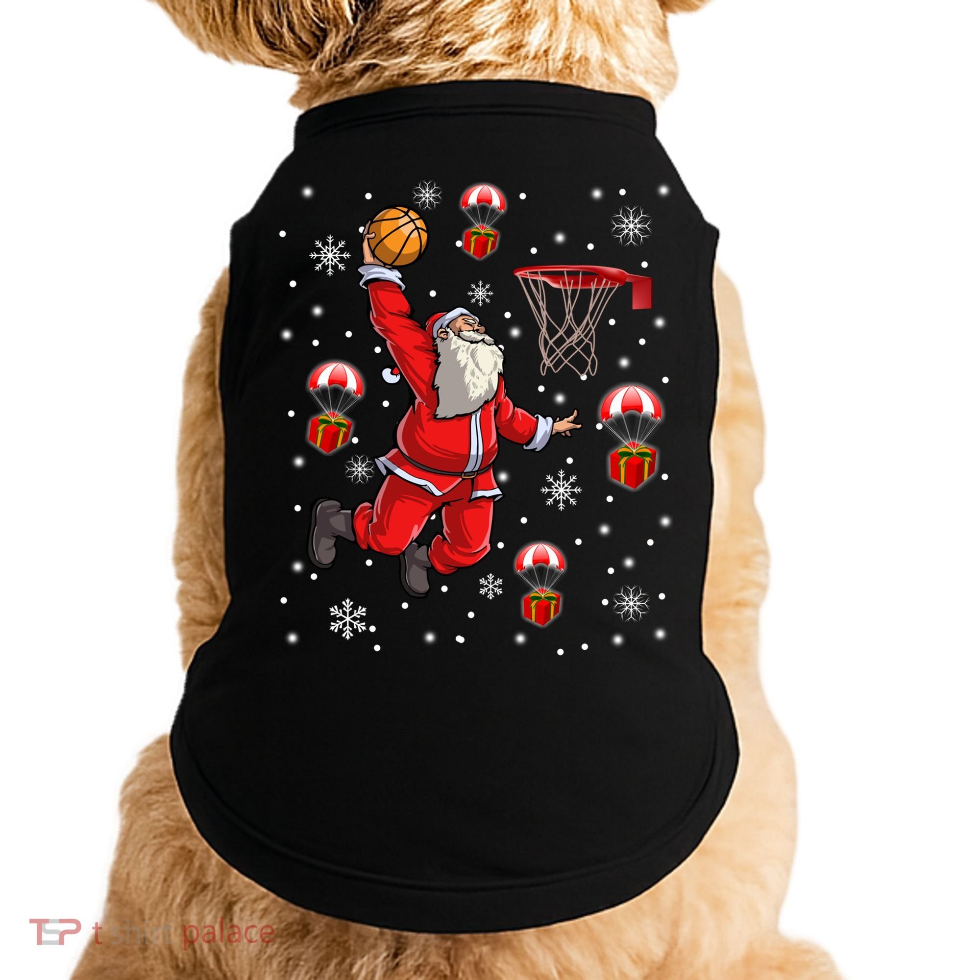 Santa Claus Is Playing Basketball Christmas Gift Doggie Tank