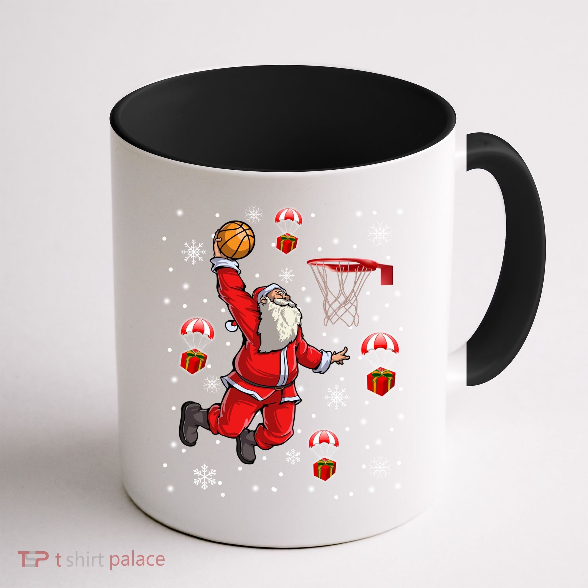 Santa Claus Is Playing Basketball Christmas Gift Coffee Mug