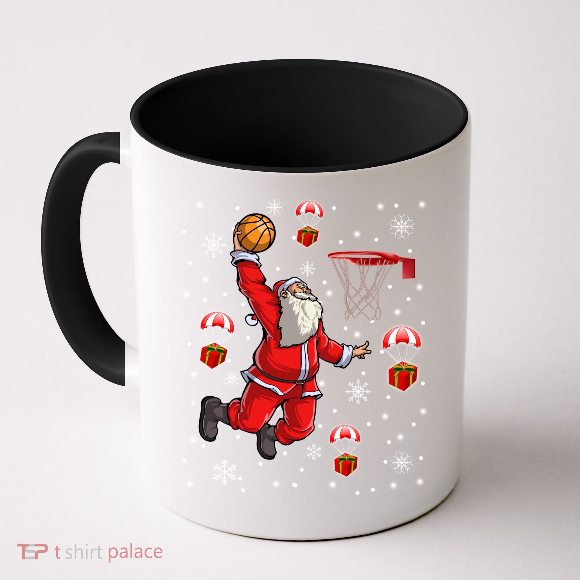 Santa Claus Is Playing Basketball Christmas Gift Coffee Mug