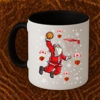 Santa Claus Is Playing Basketball Christmas Gift Coffee Mug thumb 2