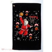 Santa Claus Is Playing Basketball Christmas Gift Golf Towel thumb 0