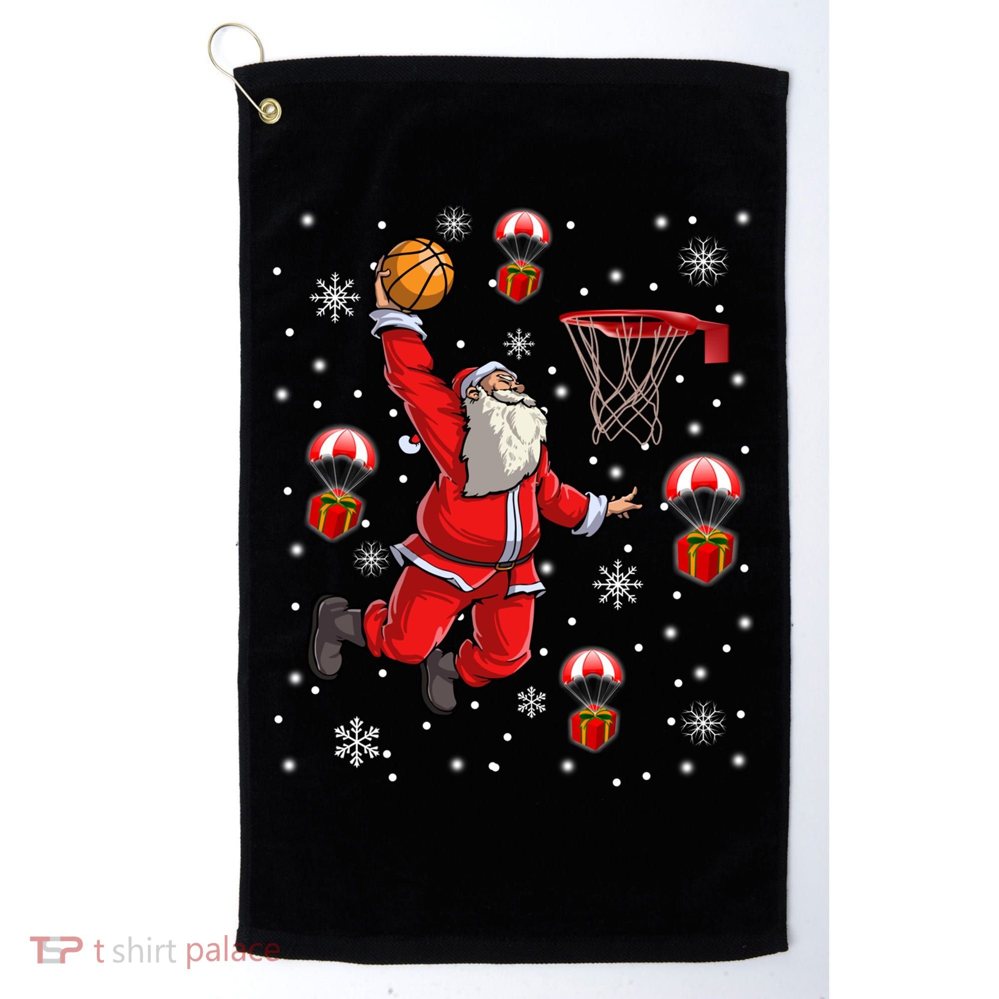 Santa Claus Is Playing Basketball Christmas Gift Golf Towel