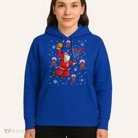 Santa Claus Is Playing Basketball Christmas Gift Hoodie thumb 5