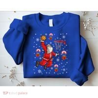 Santa Claus Is Playing Basketball Christmas Gift Sweatshirt thumb 2