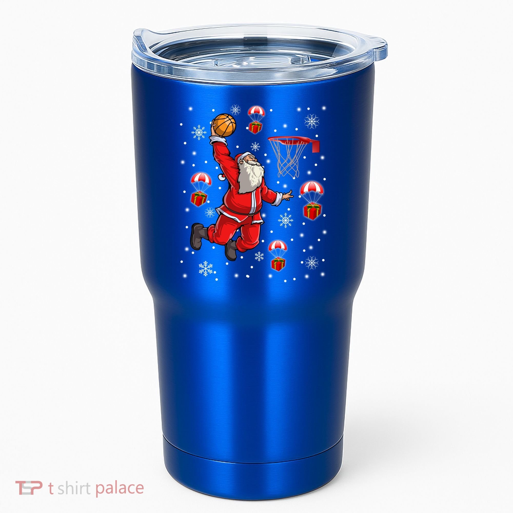 Santa Claus Is Playing Basketball Christmas Gift Tumbler