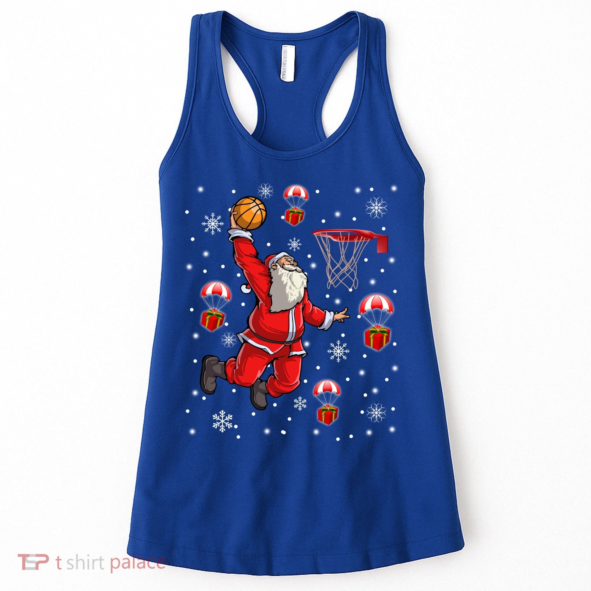 Santa Claus Is Playing Basketball Christmas Gift Women's Tank Top