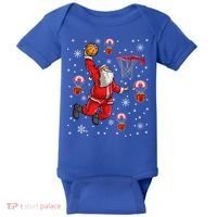 Santa Claus Is Playing Basketball Christmas Gift Baby Bodysuit thumb 0