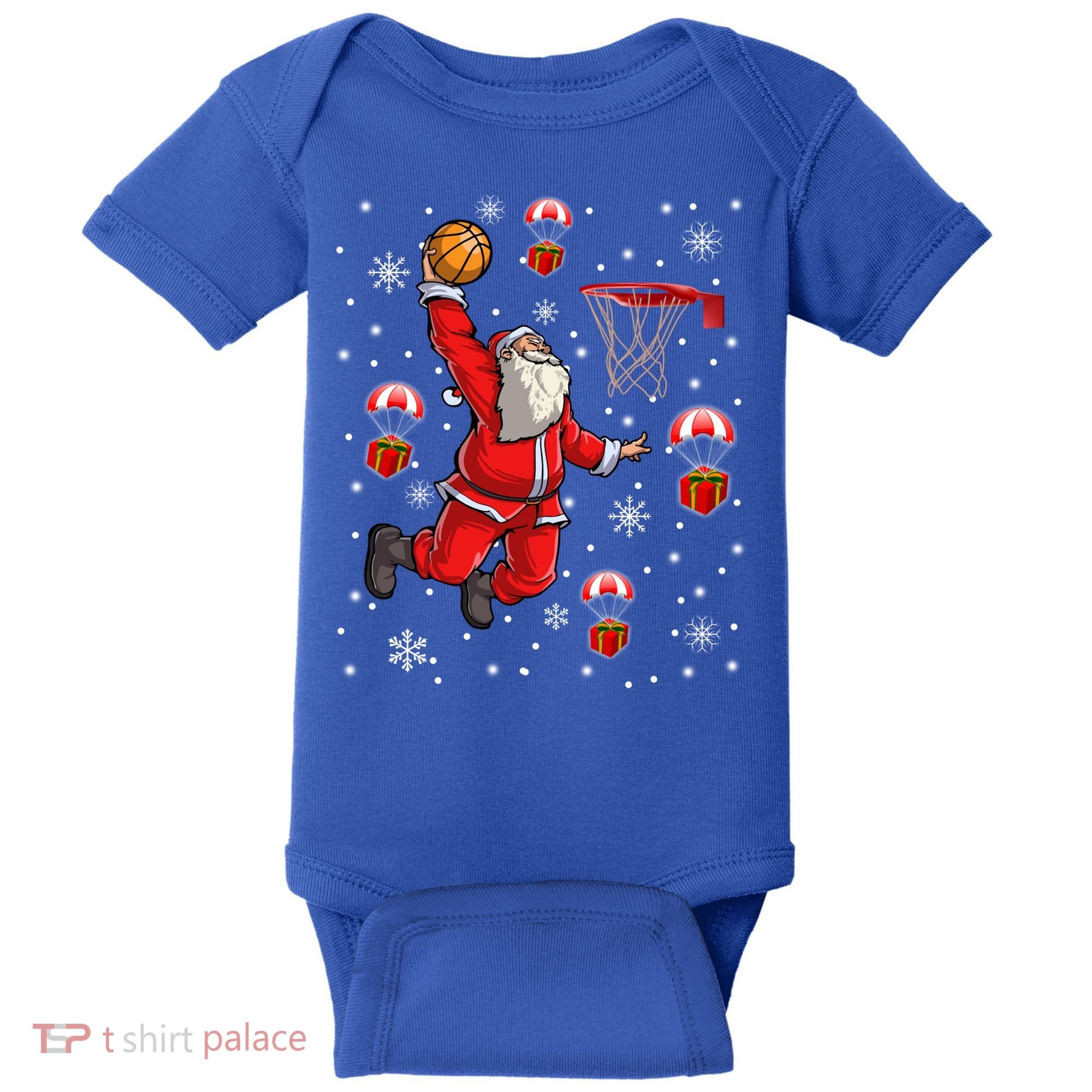 Santa Claus Is Playing Basketball Christmas Gift Baby Bodysuit