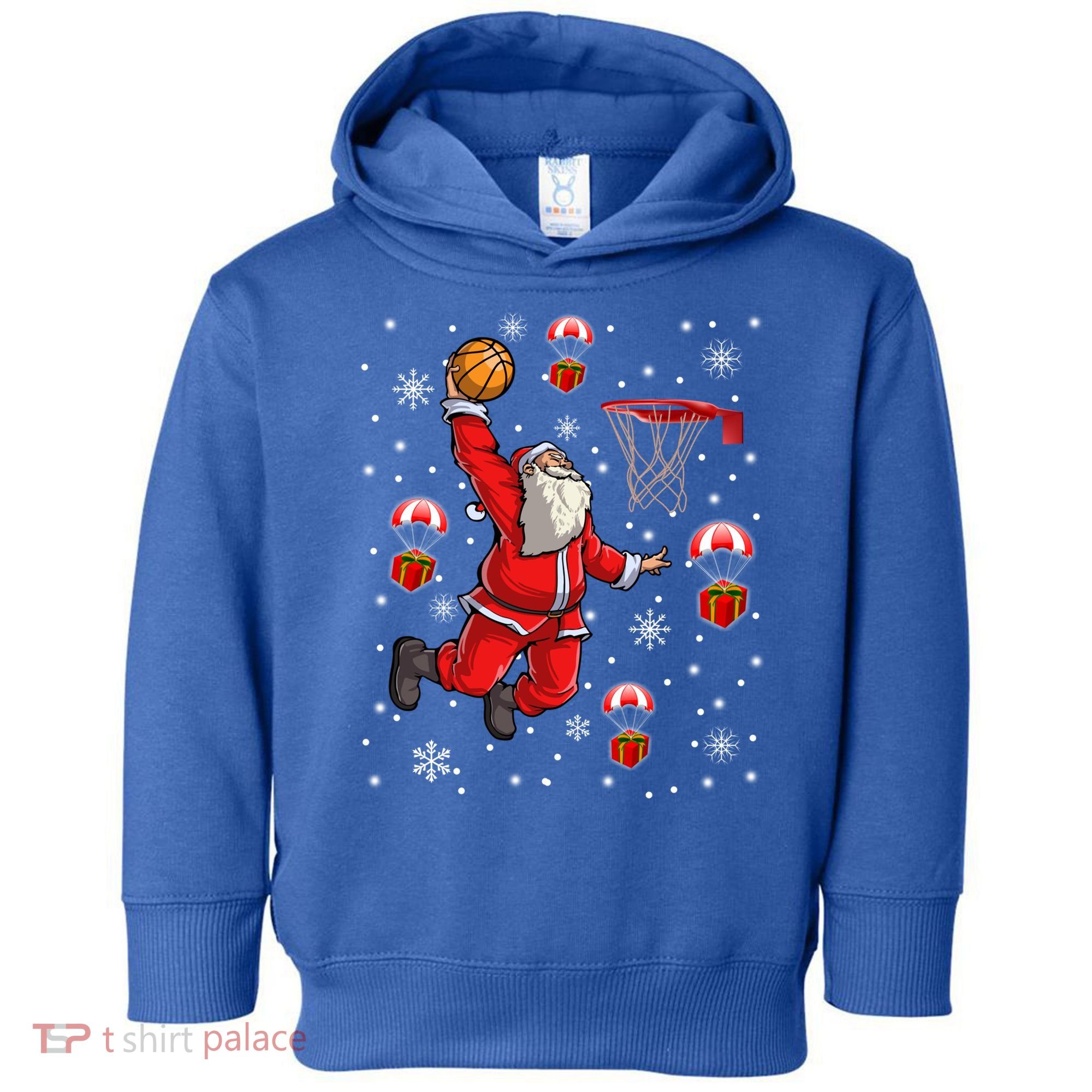 Santa Claus Is Playing Basketball Christmas Gift Toddler Hoodie