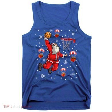 Santa Claus Is Playing Basketball Christmas Gift Tank Top