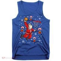 Santa Claus Is Playing Basketball Christmas Gift Tank Top thumb 0