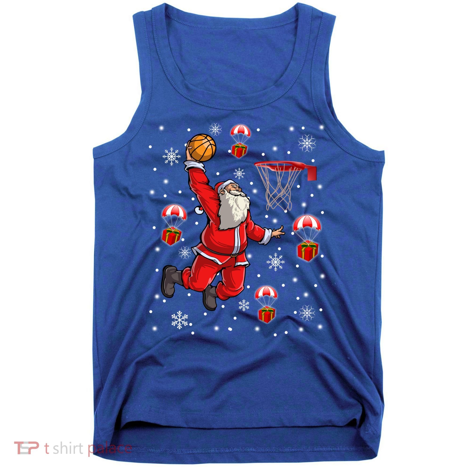 Santa Claus Is Playing Basketball Christmas Gift Tank Top