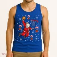 Santa Claus Is Playing Basketball Christmas Gift Tank Top thumb 3