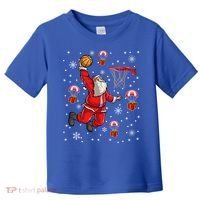Santa Claus Is Playing Basketball Christmas Gift Toddler T-Shirt thumb 0