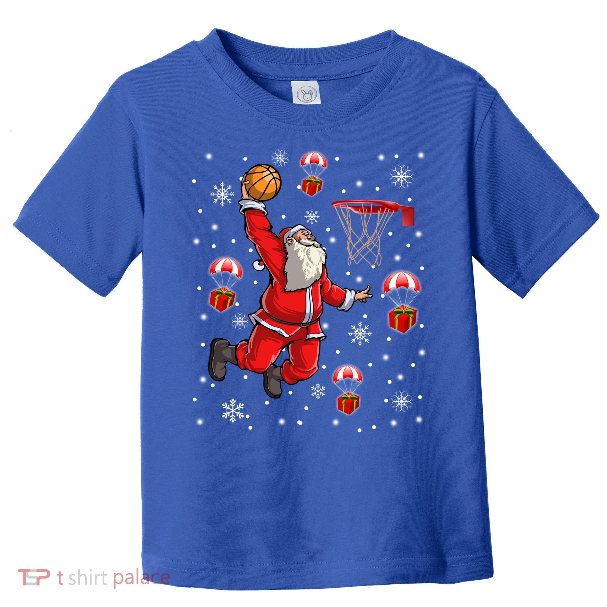 Santa Claus Is Playing Basketball Christmas Gift Toddler T-Shirt