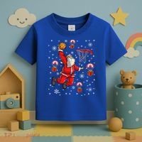 Santa Claus Is Playing Basketball Christmas Gift Toddler T-Shirt thumb 3