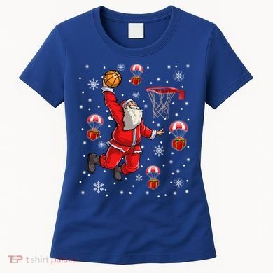 Santa Claus Is Playing Basketball Christmas Gift Women's T-Shirt