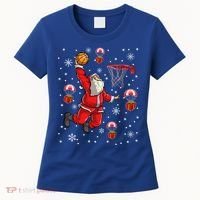 Santa Claus Is Playing Basketball Christmas Gift Women's T-Shirt thumb 0
