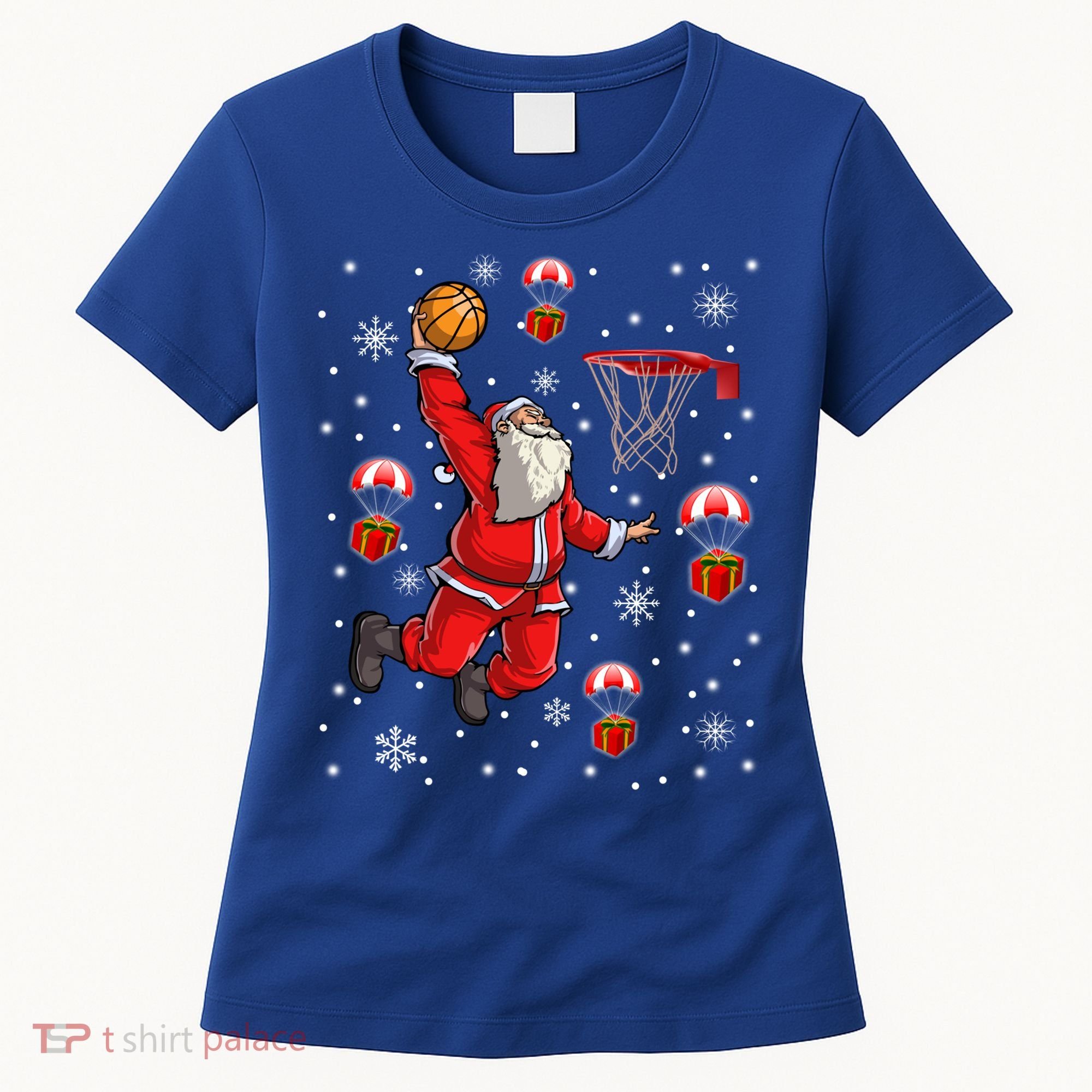 Santa Claus Is Playing Basketball Christmas Gift Women's T-Shirt