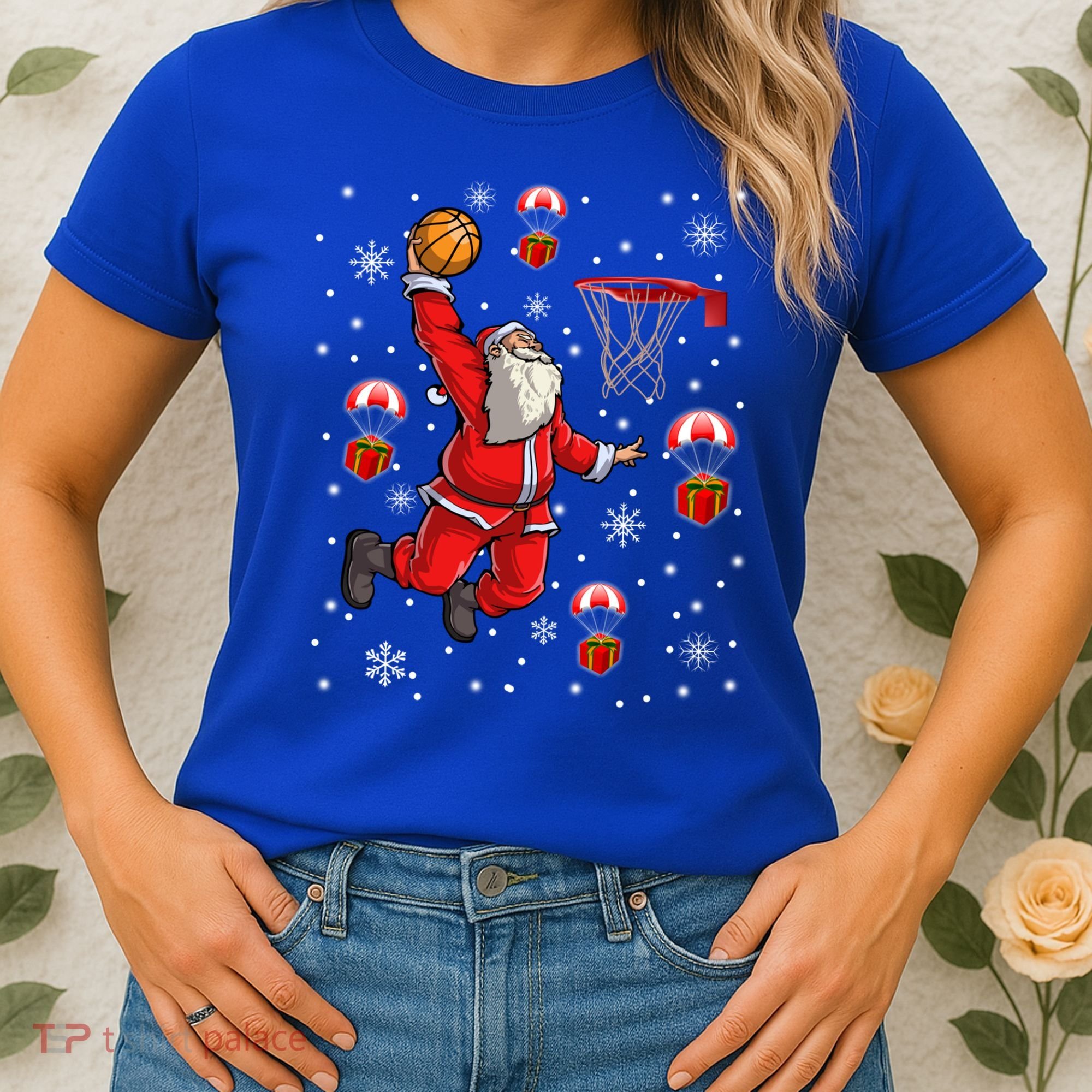 Santa Claus Is Playing Basketball Christmas Gift Women's T-Shirt