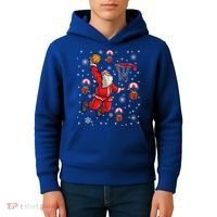 Santa Claus Is Playing Basketball Christmas Gift Kids Hoodie thumb 4