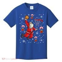 Santa Claus Is Playing Basketball Christmas Gift Kids T-Shirt thumb 0