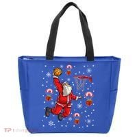 Santa Claus Is Playing Basketball Christmas Gift Tote Bag thumb 0
