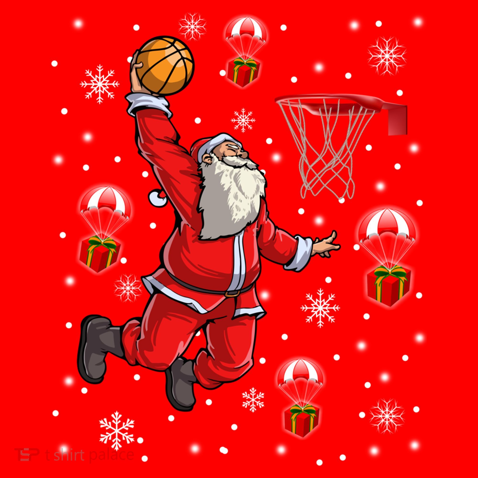 Santa Claus Is Playing Basketball Christmas Gift Santa Hat