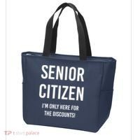 Senior Citizen I'm Only Here For The Discounts Funny Tote Bag thumb 3