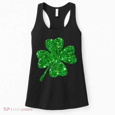Sparkle Clover Irish Shirt For St Patricks & Pattys Day Women's Tank Top