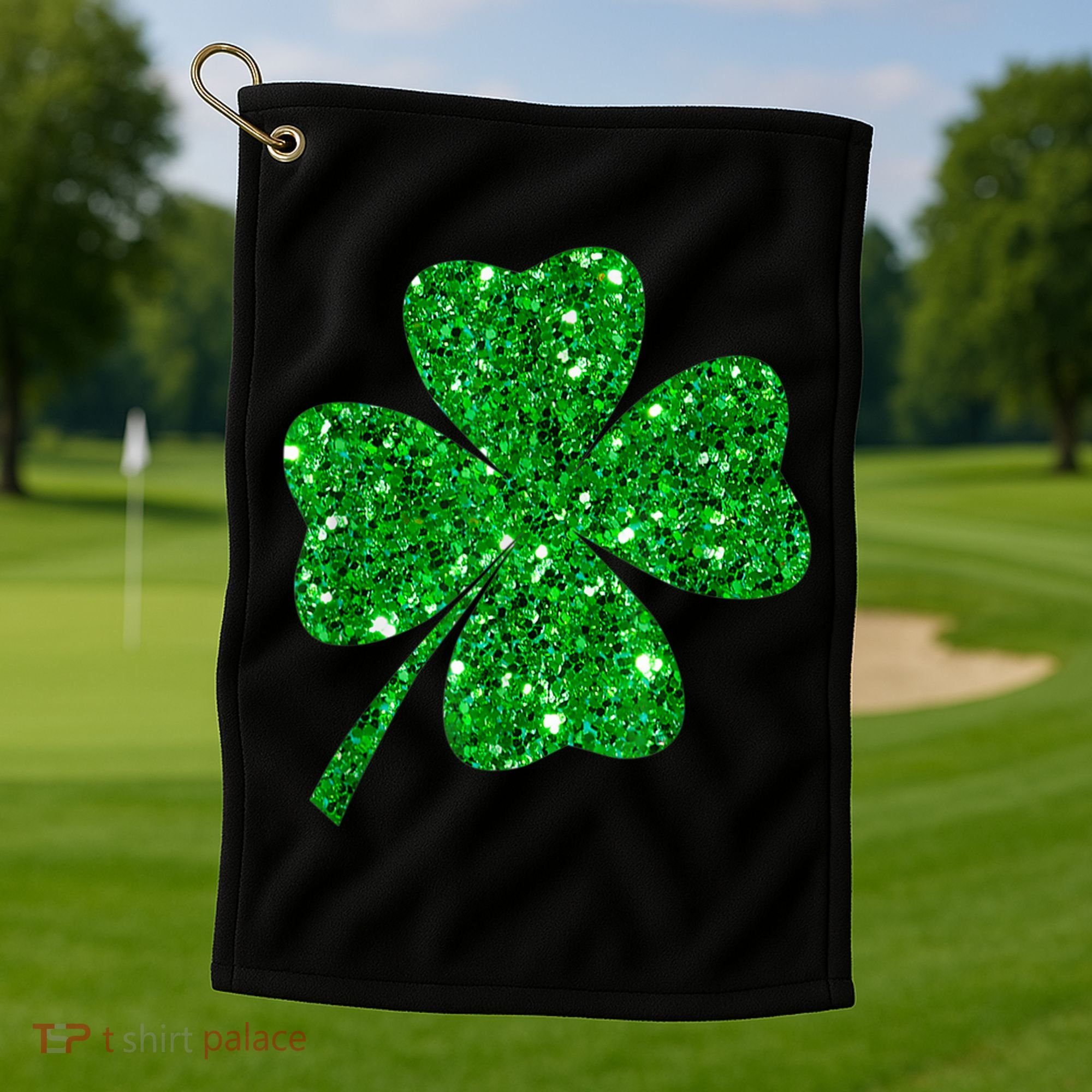 Sparkle Clover Irish Shirt For St Patricks & Pattys Day Golf Towel