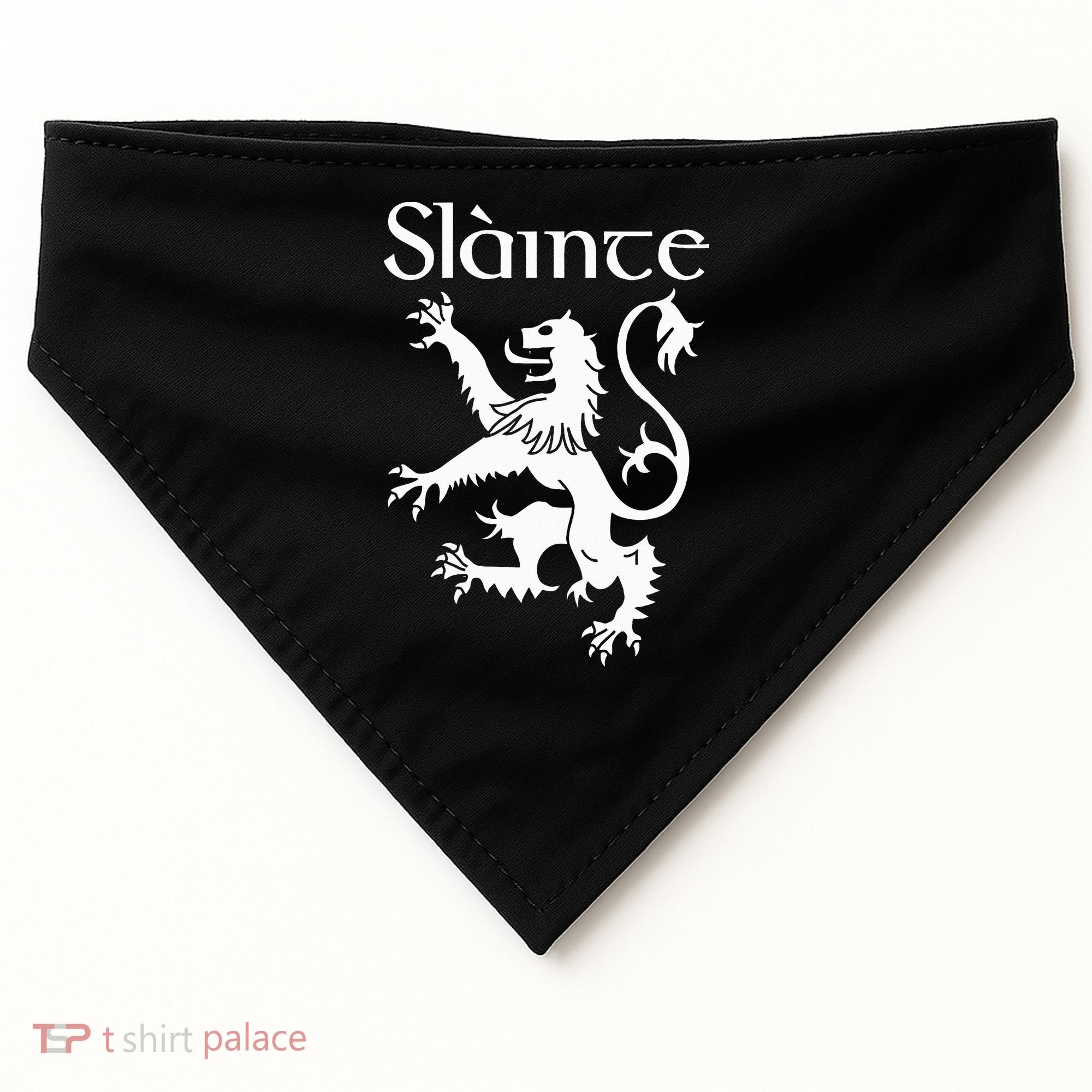 Slainte Cheers In Scots Gaelic Scottish Lion Rampant USA-Made Doggie Bandana