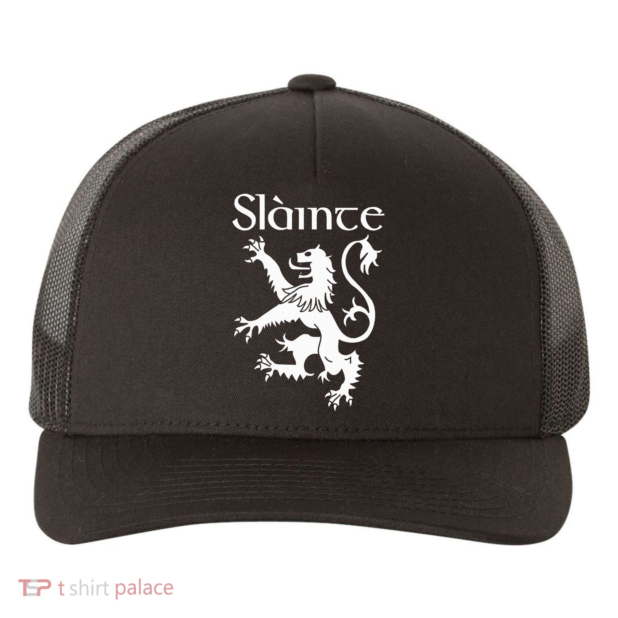 Slainte Cheers In Scots Gaelic Scottish Lion Rampant Yupoong Adult 5-Panel Trucker Hat