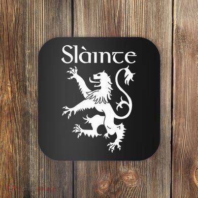 Slainte Cheers In Scots Gaelic Scottish Lion Rampant Coaster