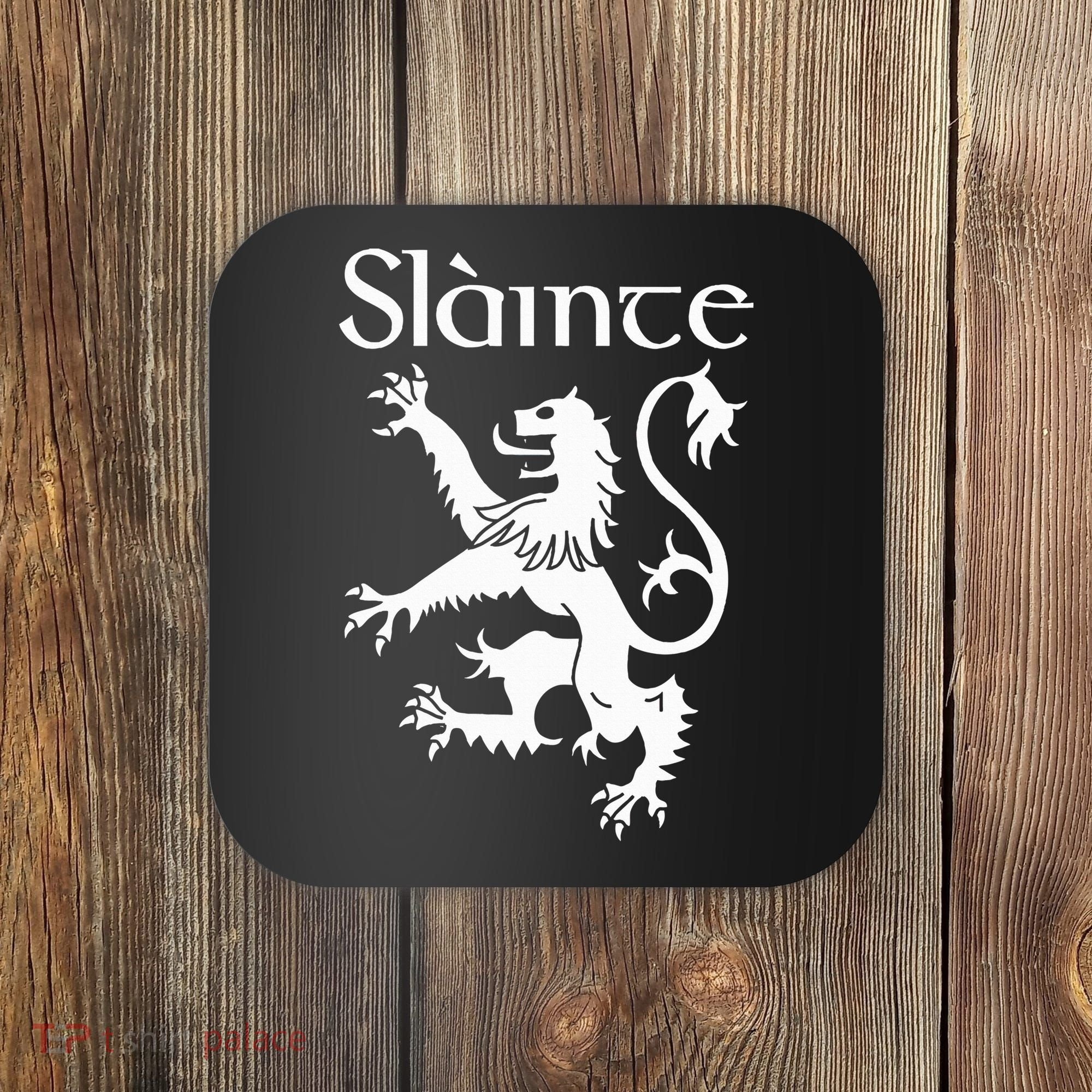 Slainte Cheers In Scots Gaelic Scottish Lion Rampant Coaster