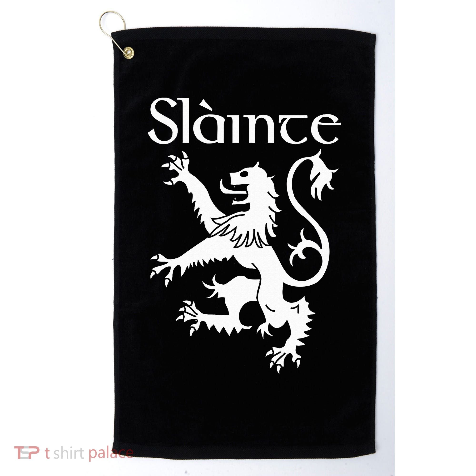 Slainte Cheers In Scots Gaelic Scottish Lion Rampant Golf Towel