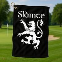 Slainte Cheers In Scots Gaelic Scottish Lion Rampant Golf Towel thumb 1