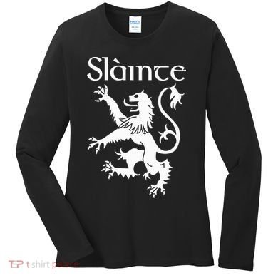 Slainte Cheers In Scots Gaelic Scottish Lion Rampant Women's Long Sleeve Shirt